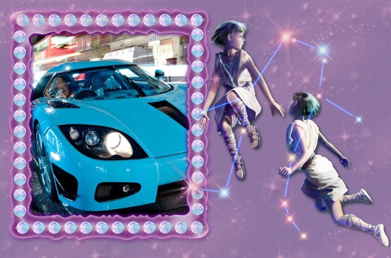 Знак зодиака Близнецы и голубой автомобиль